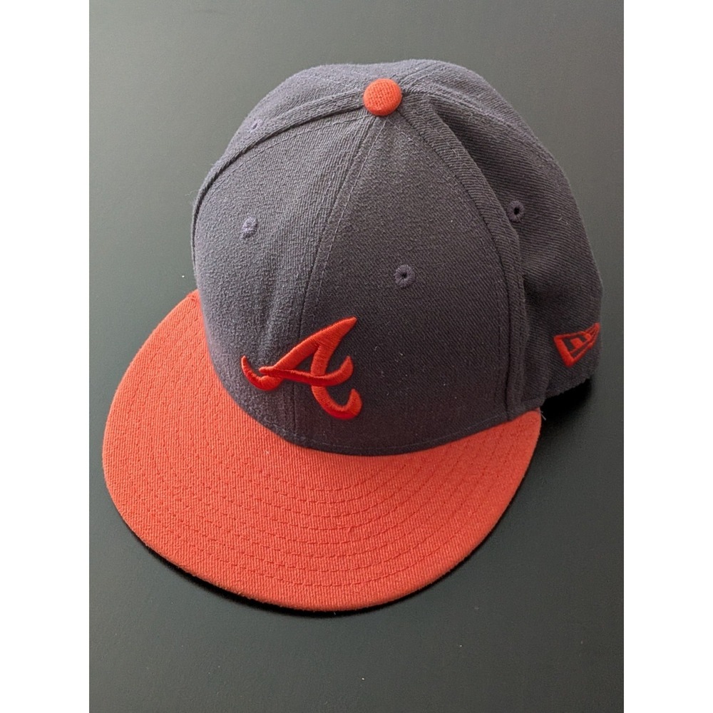 Vintage New Era 59Fifty MLB Atlanta Braves Fitted Hat Size 7 Gray Orange